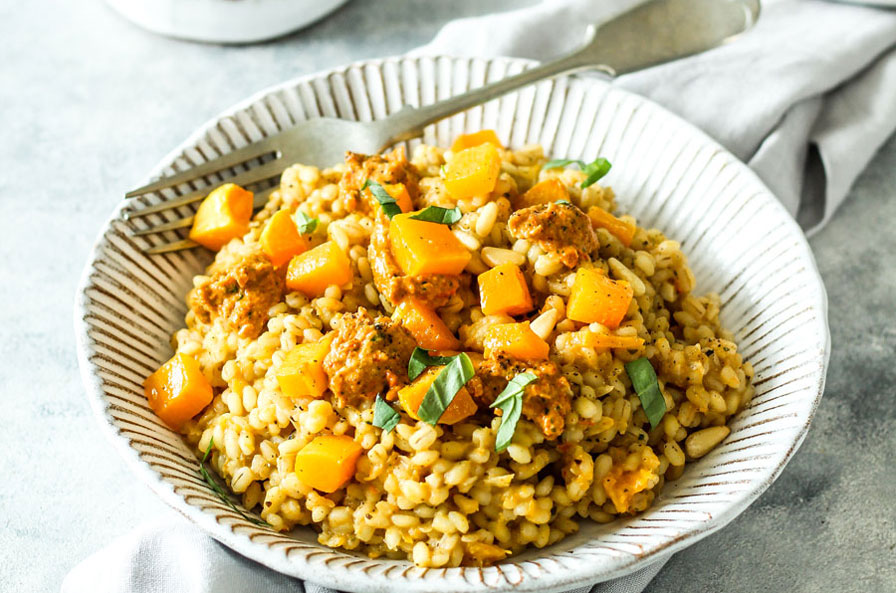 Butternut Squash & Red Pepper Pesto Pearl Barley Risotto