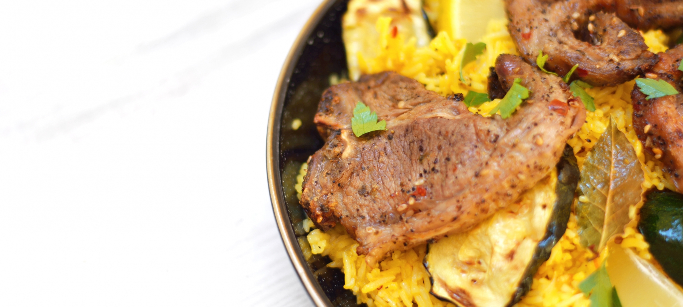 Spiced Lamb Chops with Saffron Rice & Zucchini