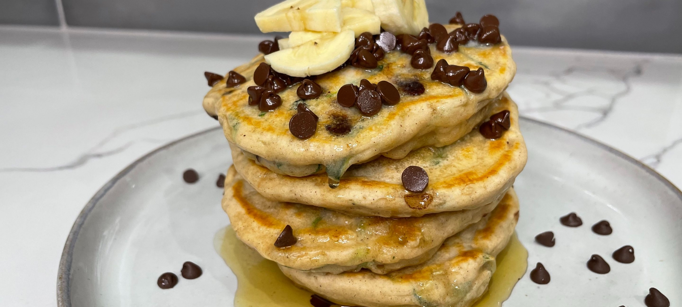 Banana Chocolate Chip Zucchini Pancakes