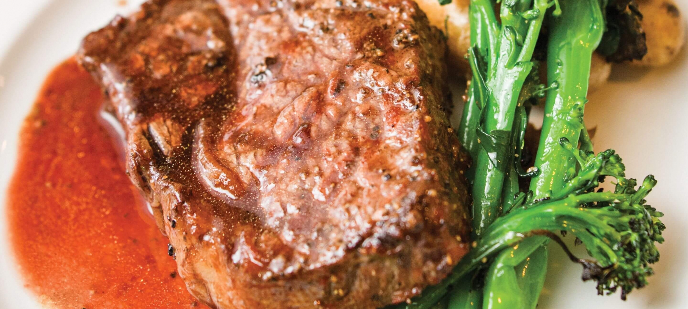 Mashed Sweet Potatoes with Steak & Broccolini