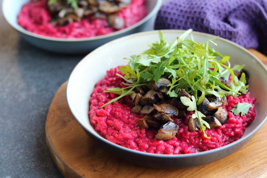 Beef Risotto with Fried Mushrooms