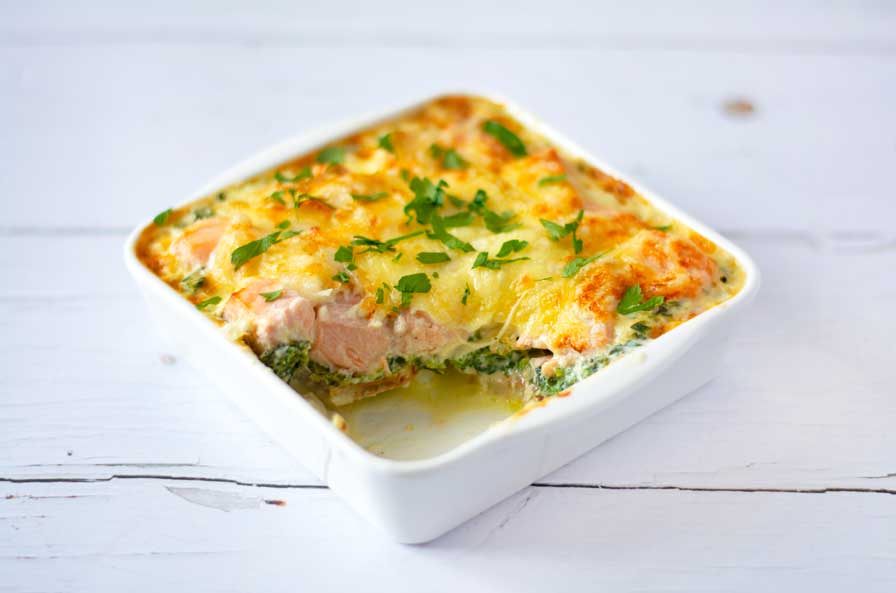 Salmon Casserole with Spinach
