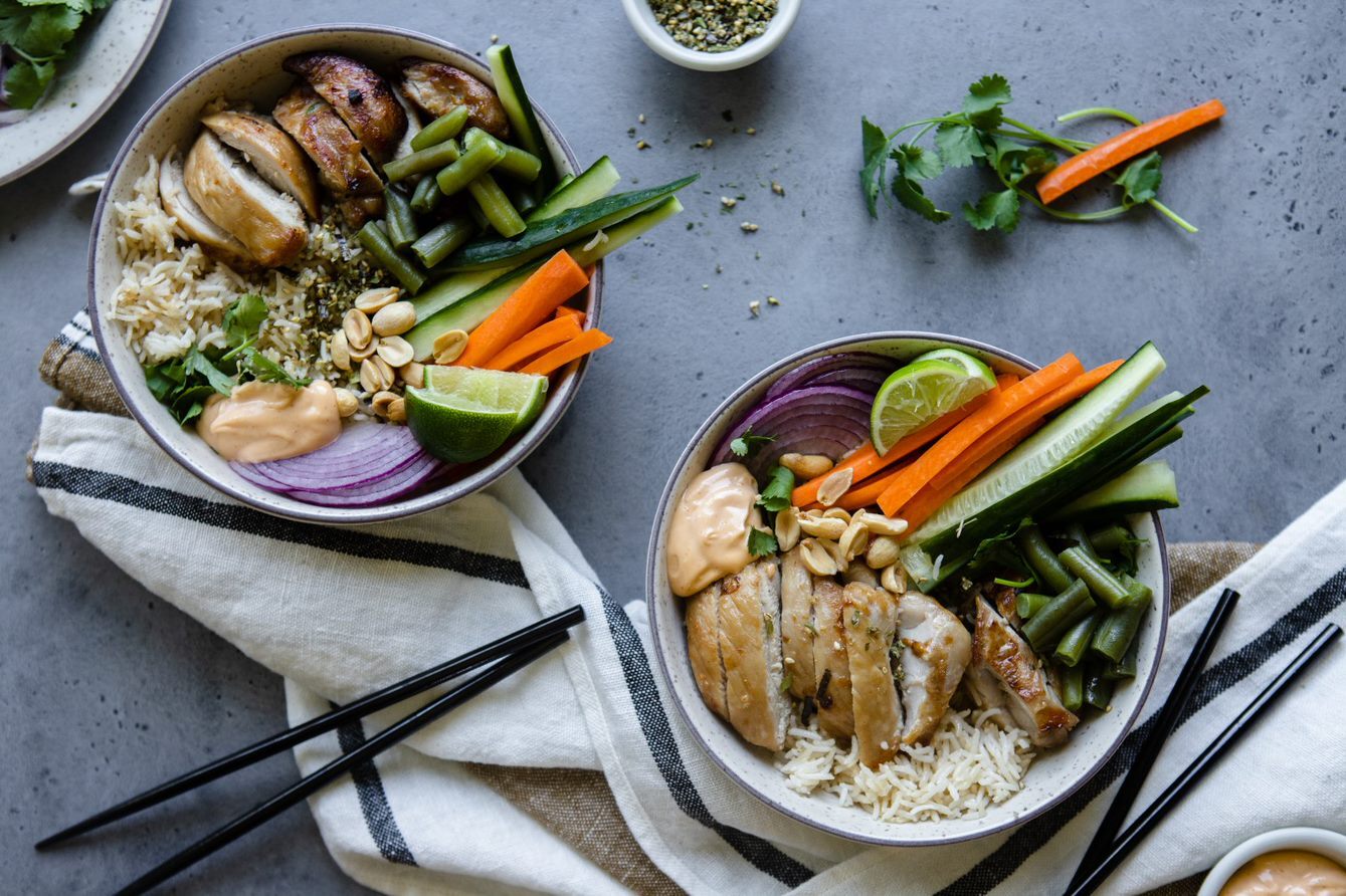 Asian Inspired Chicken and Vegetable Rice Bowl