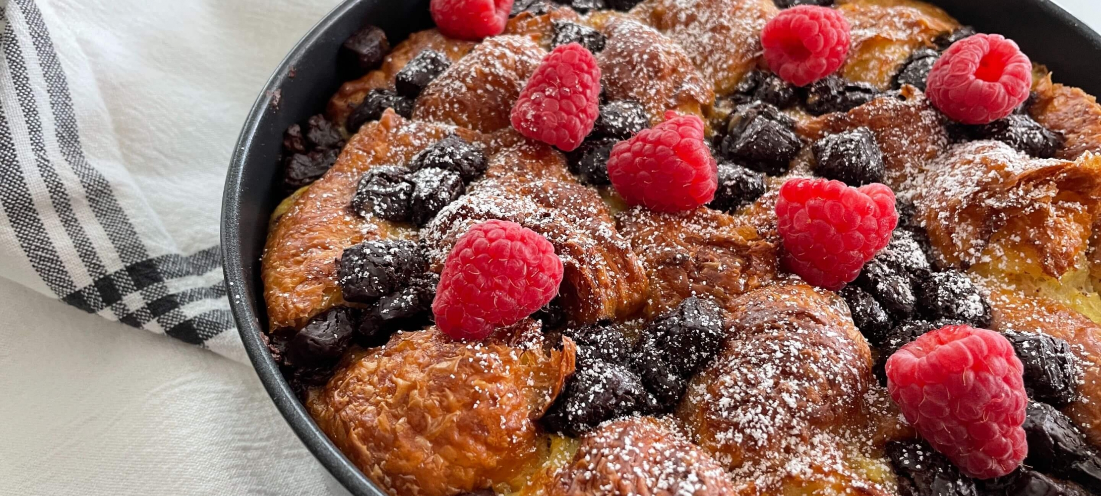 Dark Chocolate Croissant Bread Pudding