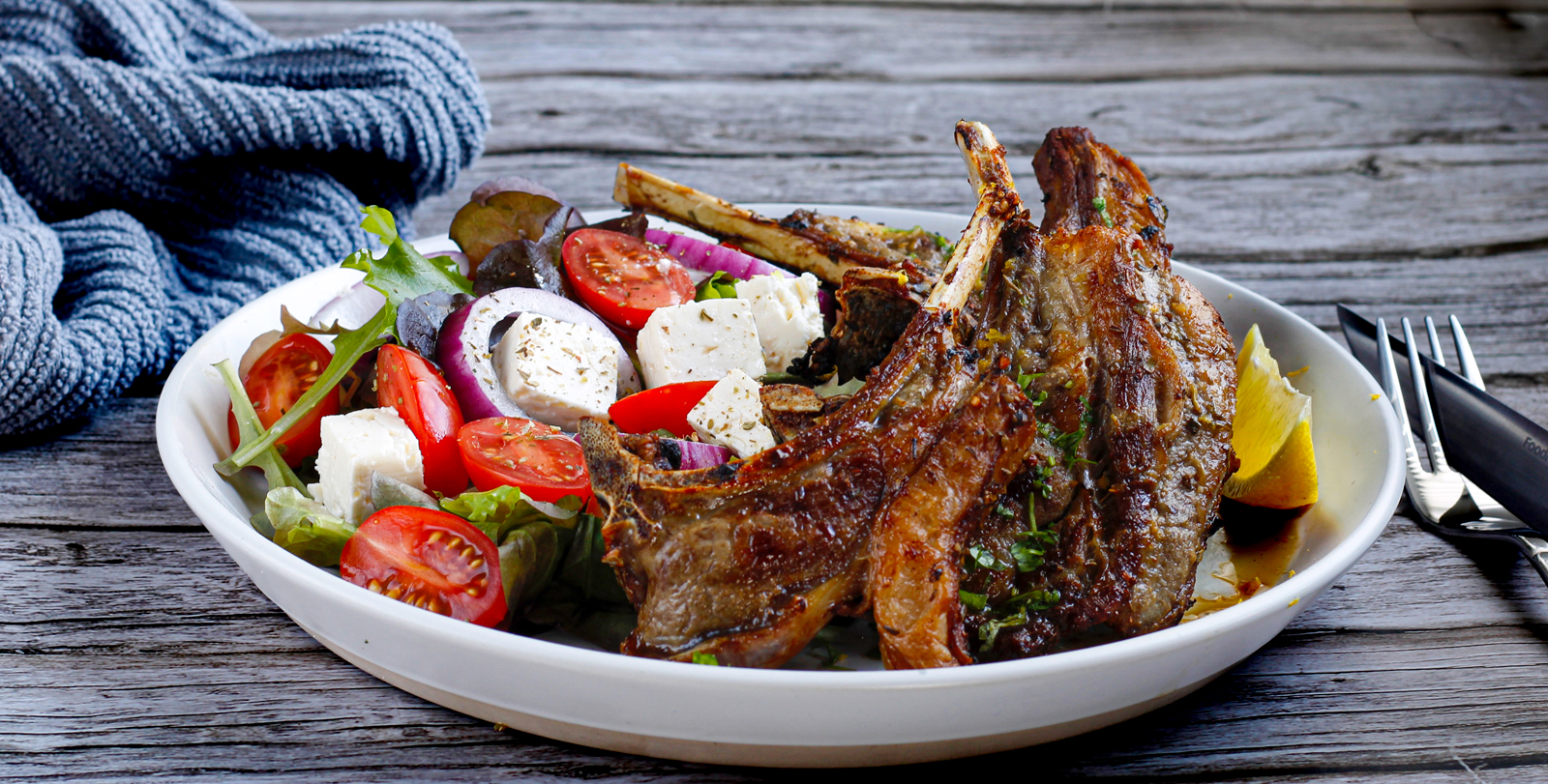 Zesty Lamb Chops with Feta Cheese Salad