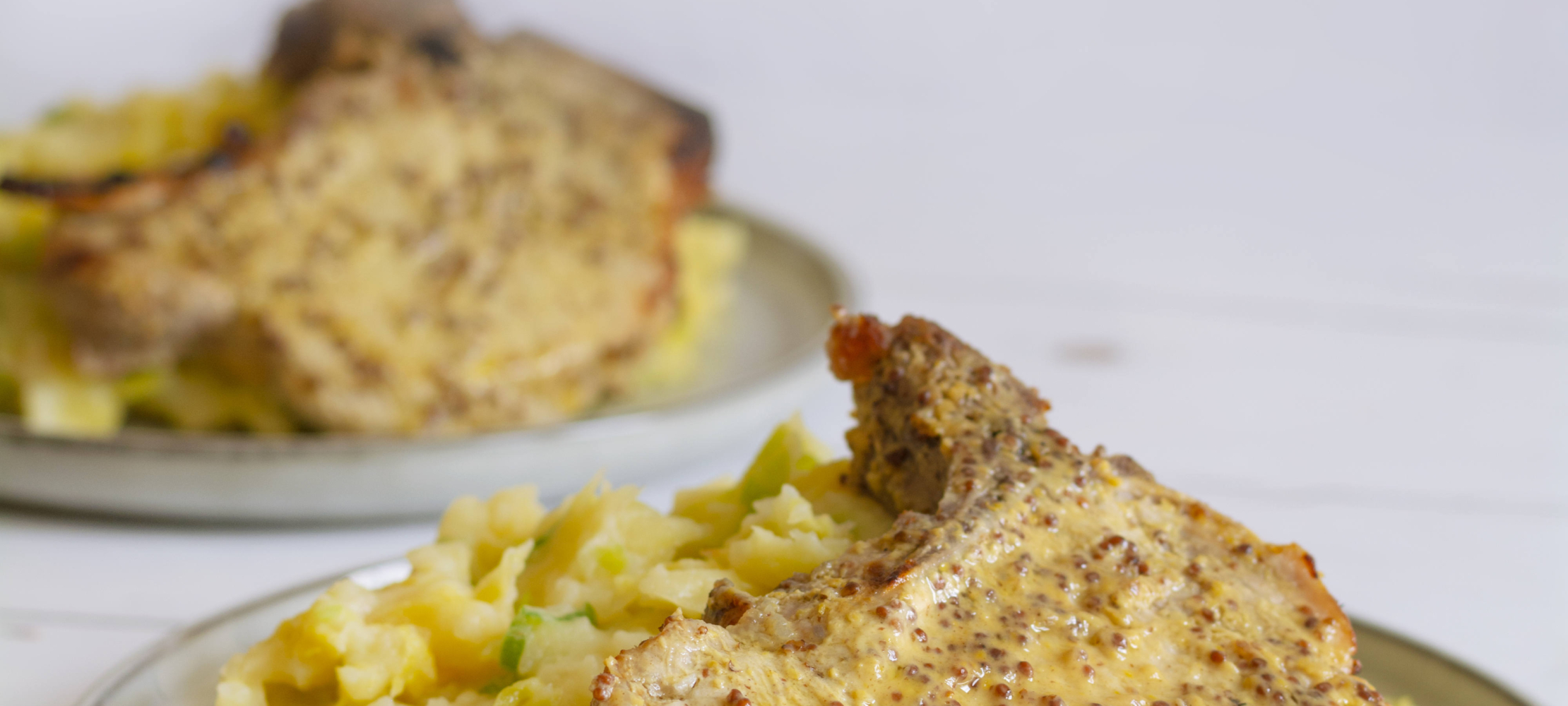 HoneyMustard Glazed Pork Chops with Colcannonstyle Mash