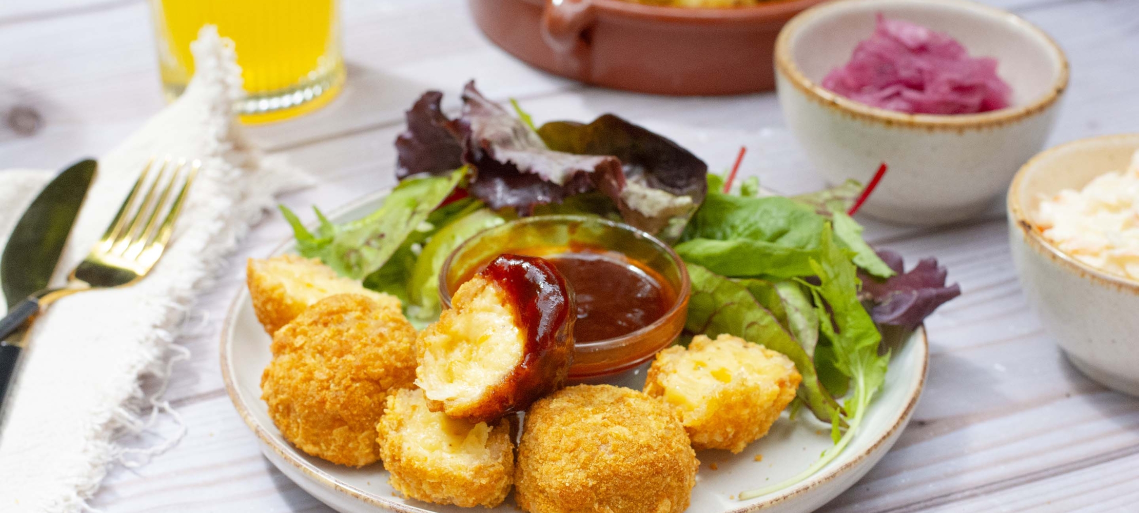 RED’S Mac N Cheese Bites with Kansas City Style Sauce