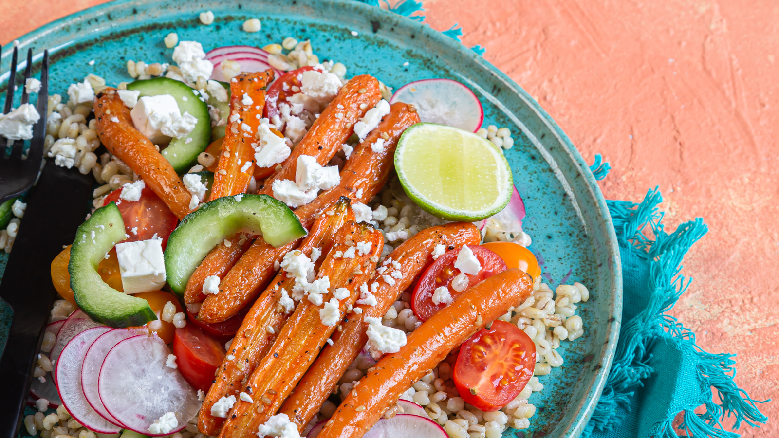 Barley Salad with Pan Fried Baby Carrots