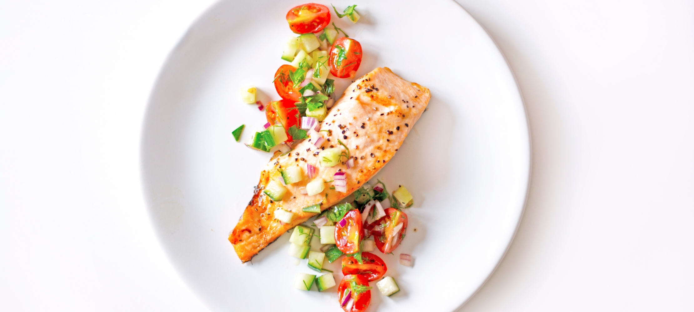 Salmon Fillets with Fresh Tomato & Cucumber Salsa –