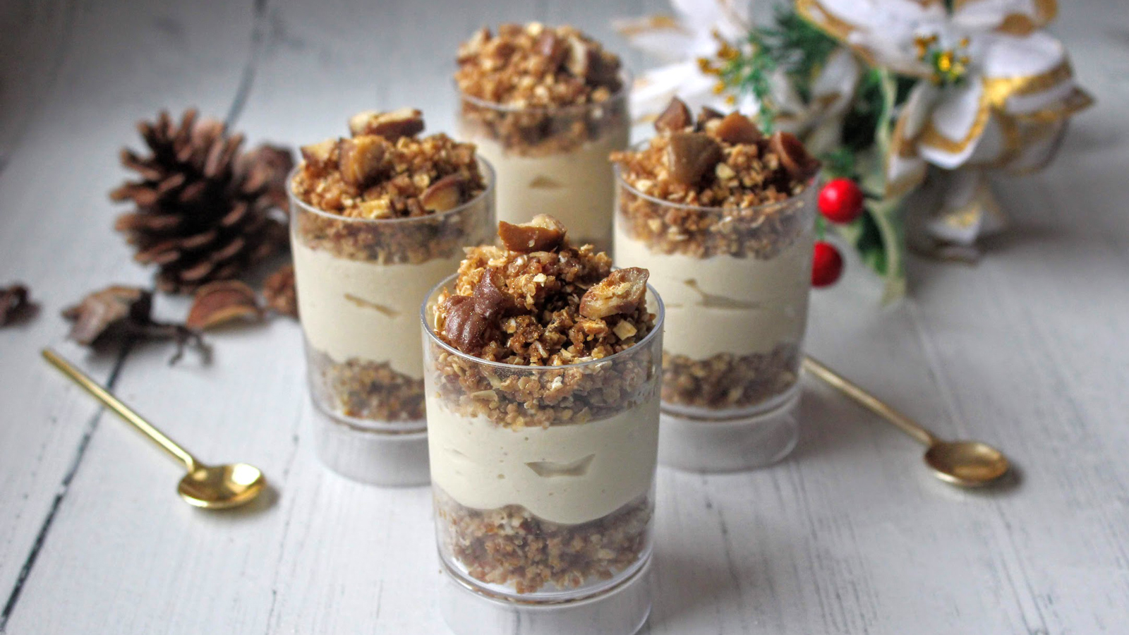 Chestnut Crumble Vanilla Mousse Pots –