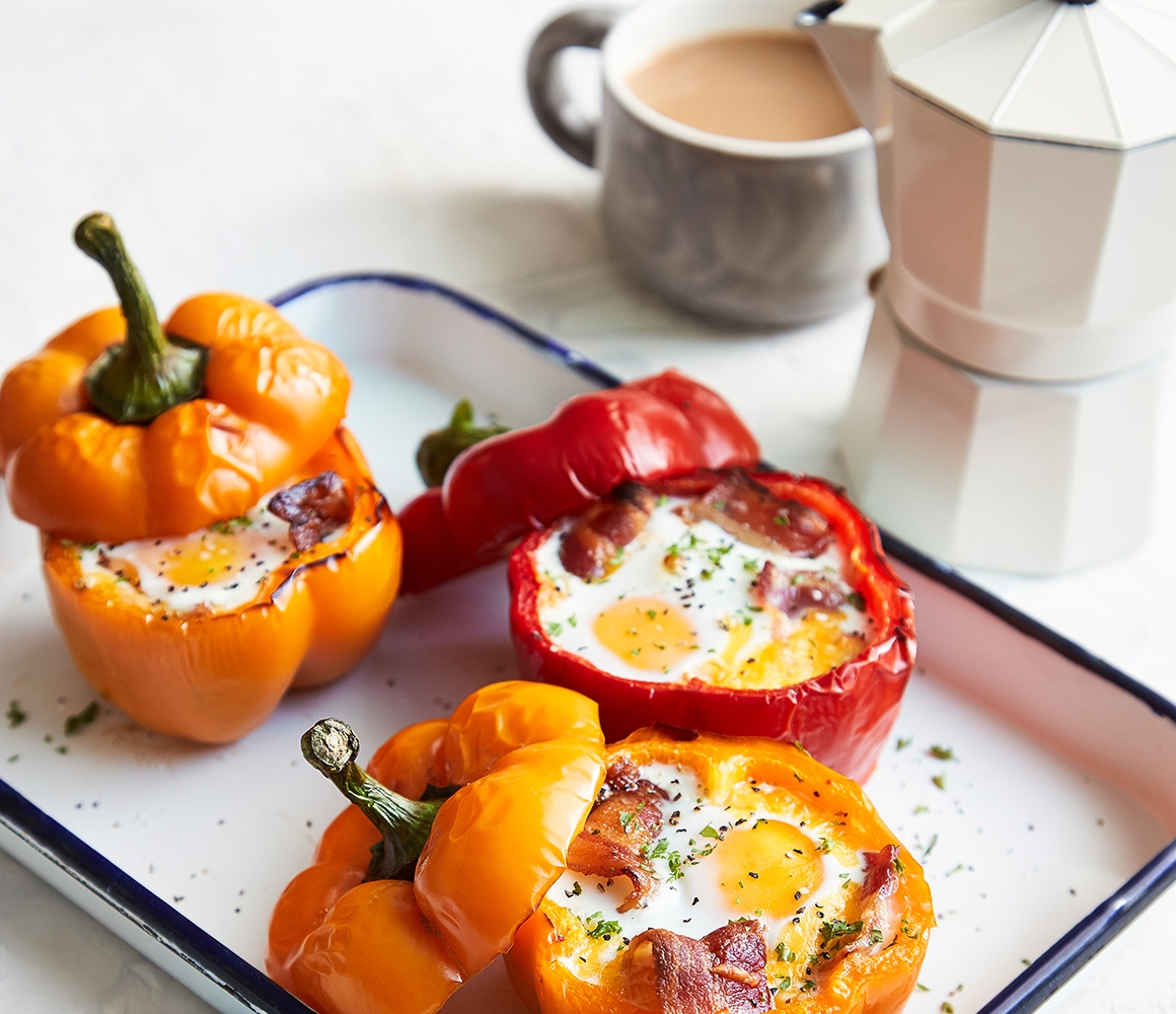Baked Egg and Baconstuffed Peppers
