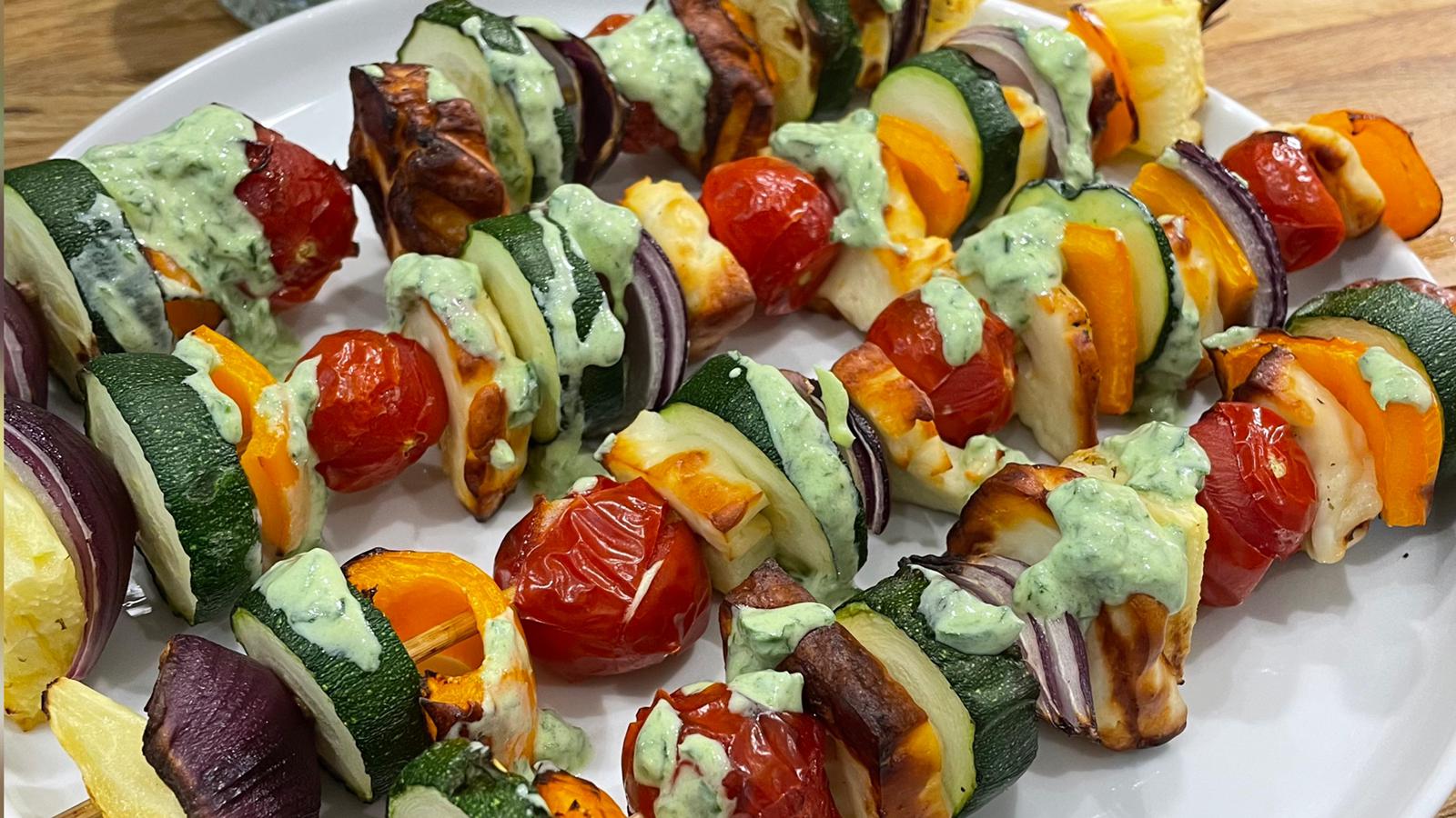Halloumi, Courgette & Pineapple Skewers –