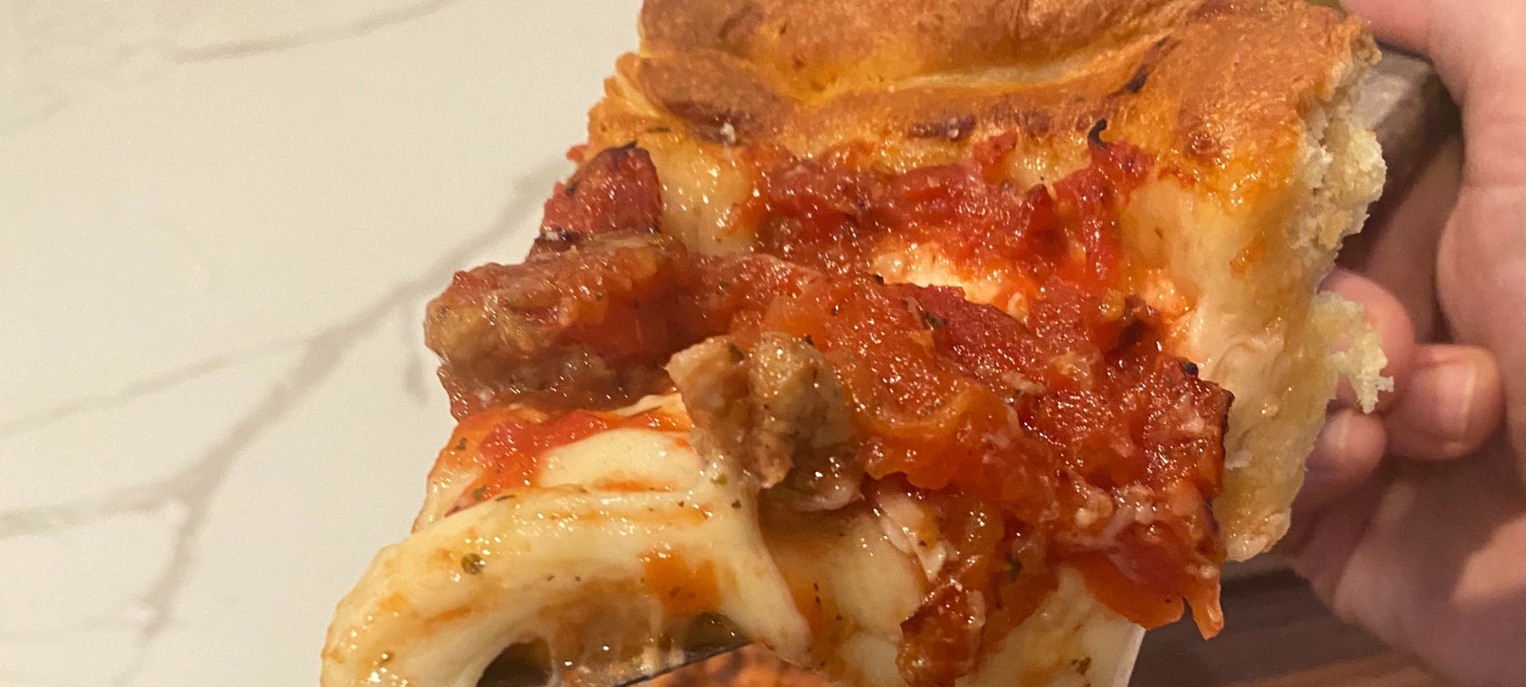 Deep Dish Sausage Pizza with Mozzarella Crust