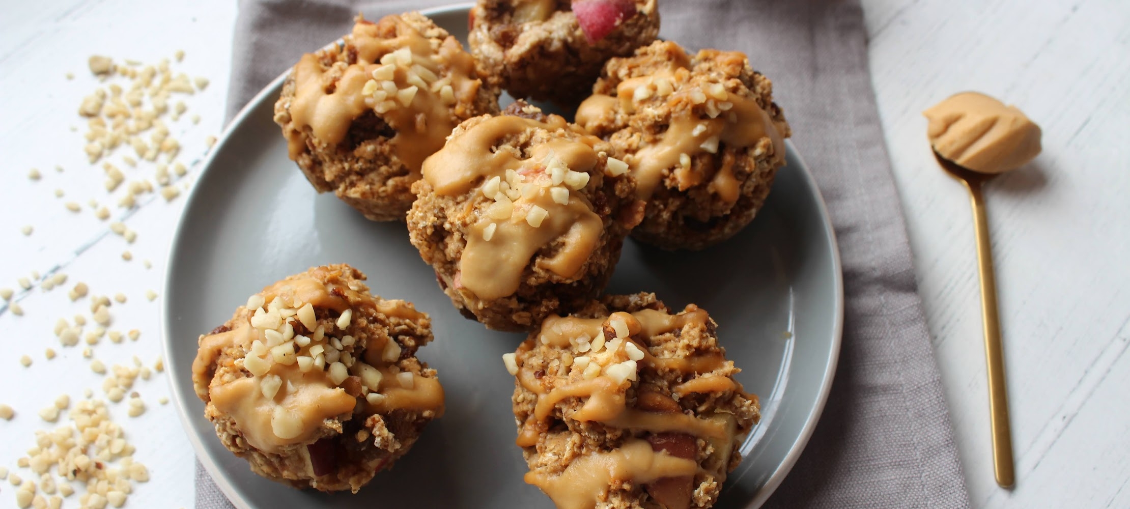 Spiced Apple & Raisin Nut Butter Muffins