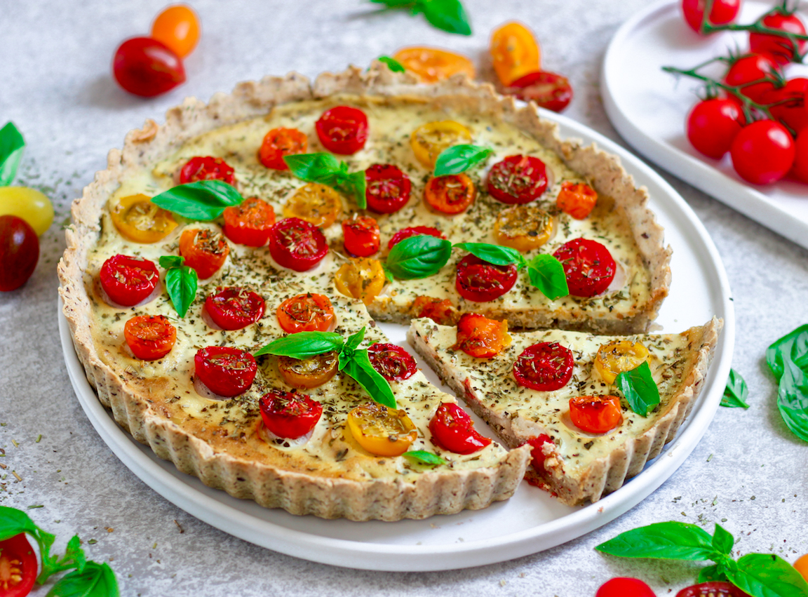 Vegan Tomato & Basil Quiche –