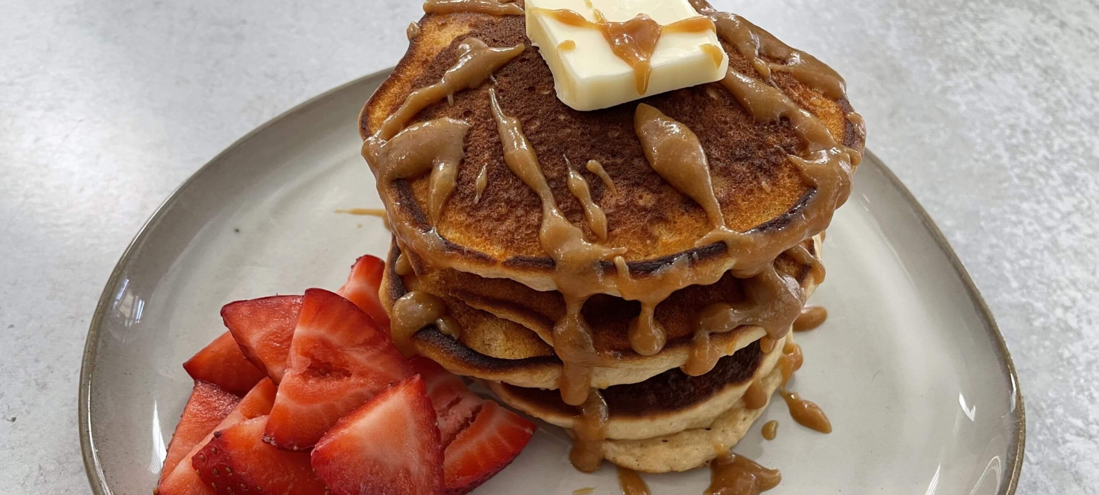 Peanut Butter Pancakes with Peanut Butter Syrup
