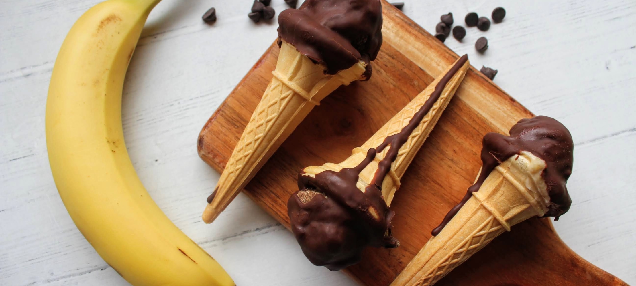 Chocolate Banana Choc Chip Cones –