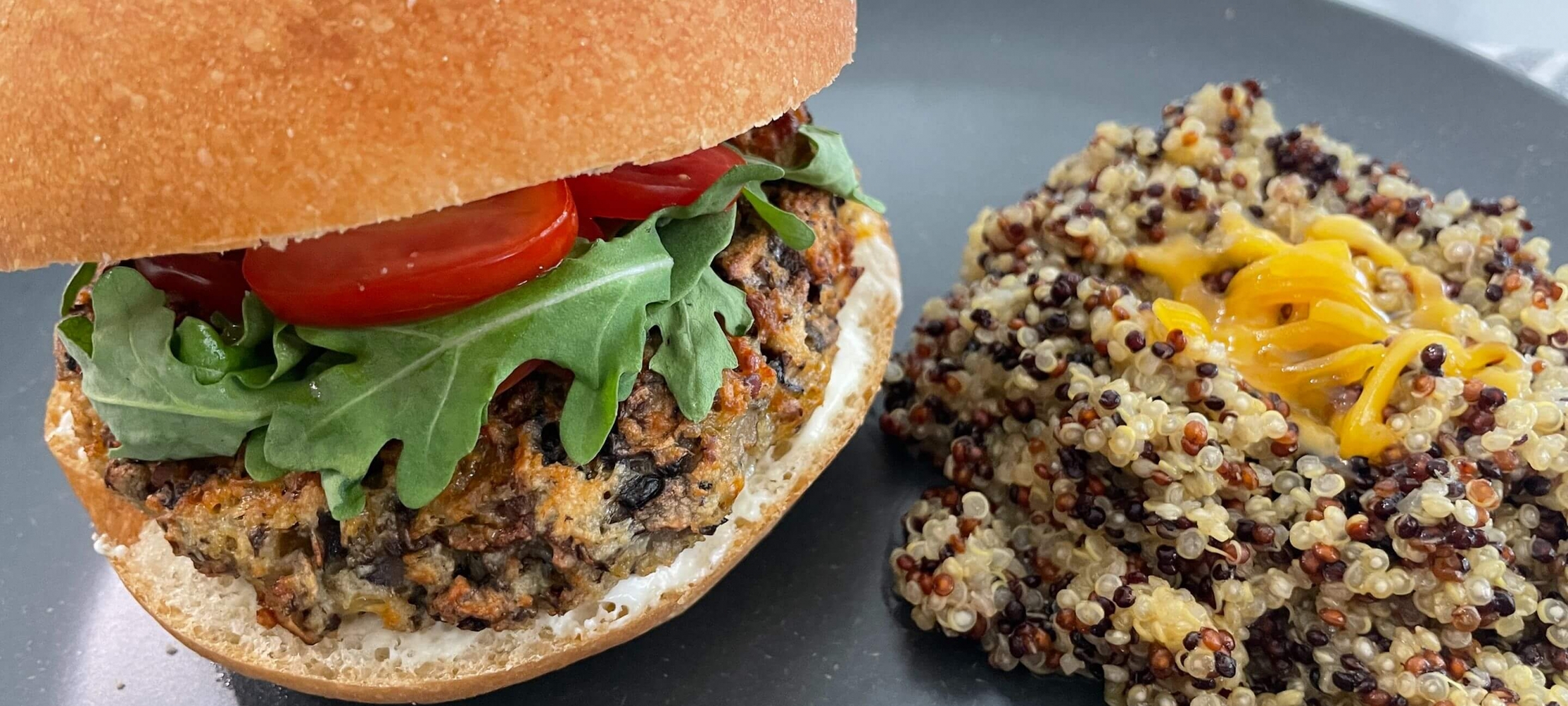 Mushroom Burgers with Cheesy Quinoa