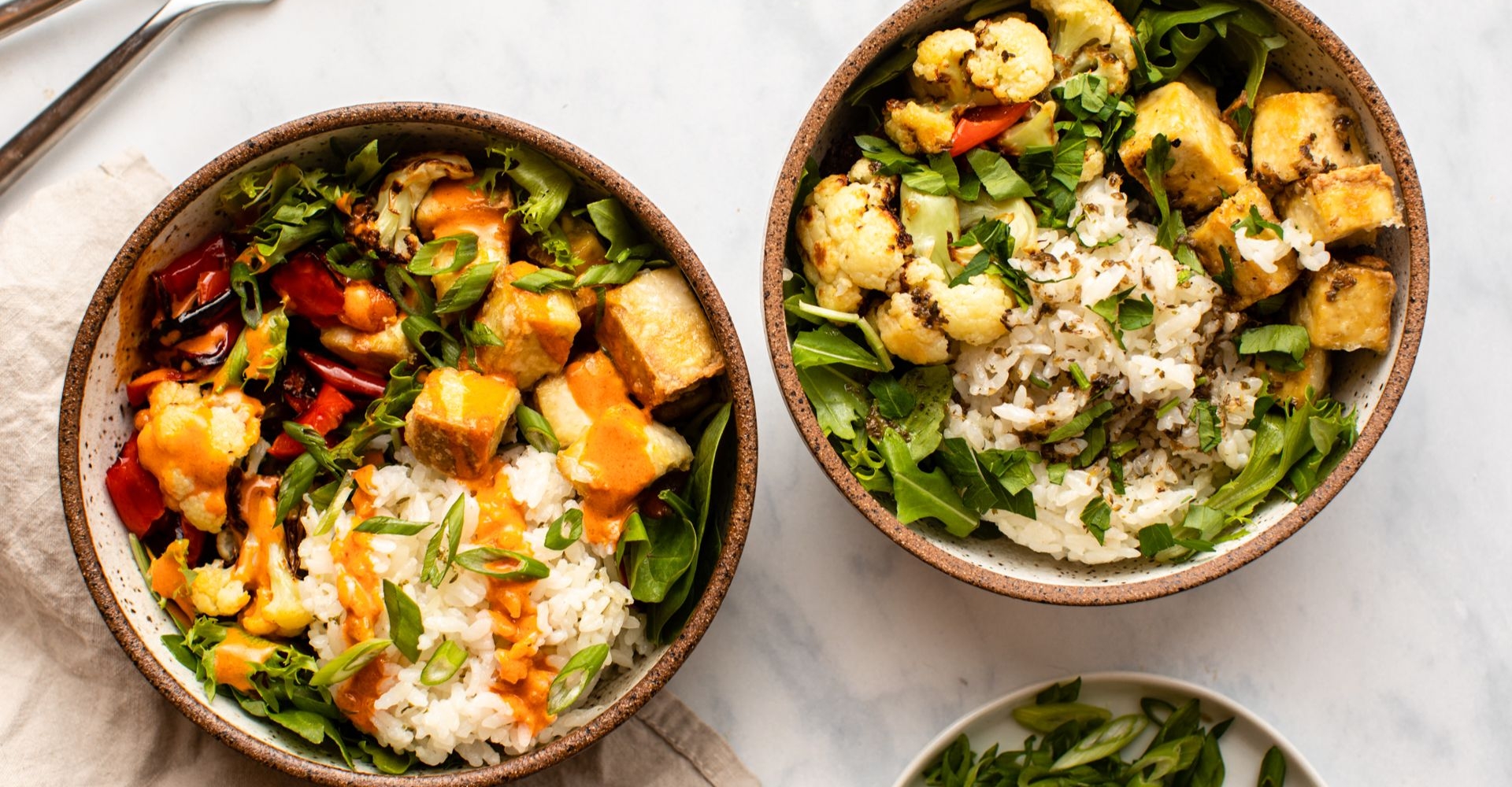 Crispy Tofu Rice Bowls