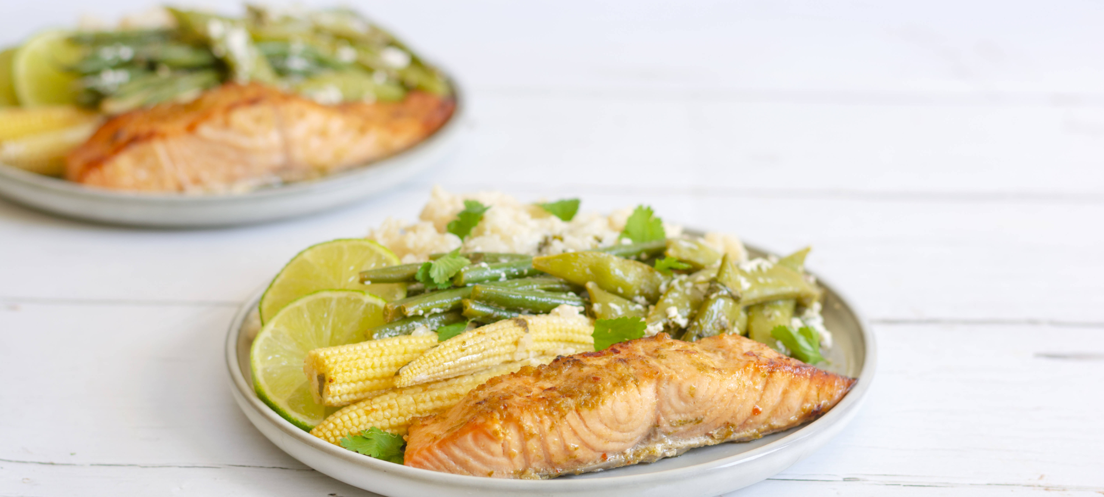 Thai-Style Salmon with mixed vegetables & Coconut Rice –