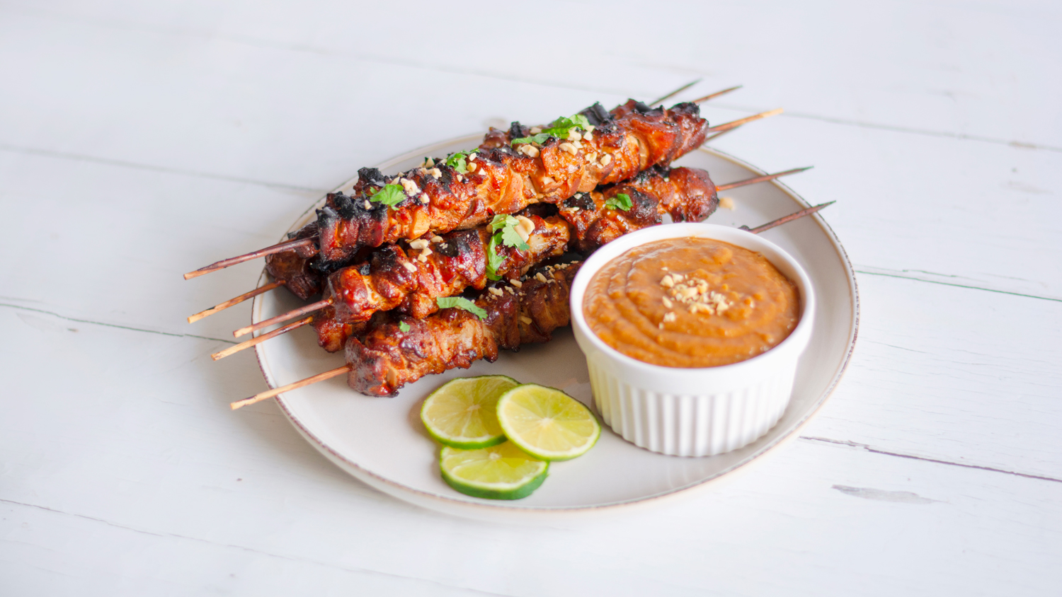 Grilled Chicken Satay with Thai Peanut Dipping Sauce