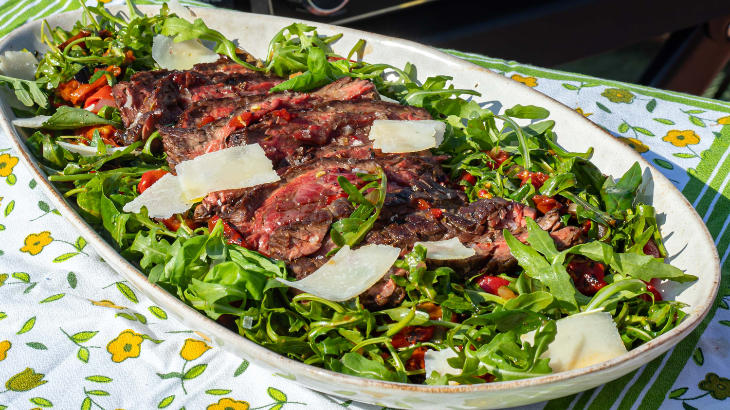 Charred Bavette with Smoked Tomato Salad –