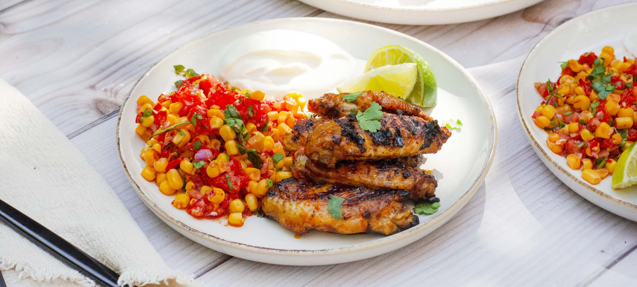 Hot & Spicy Chicken Wings With Sweetcorn Salsa –