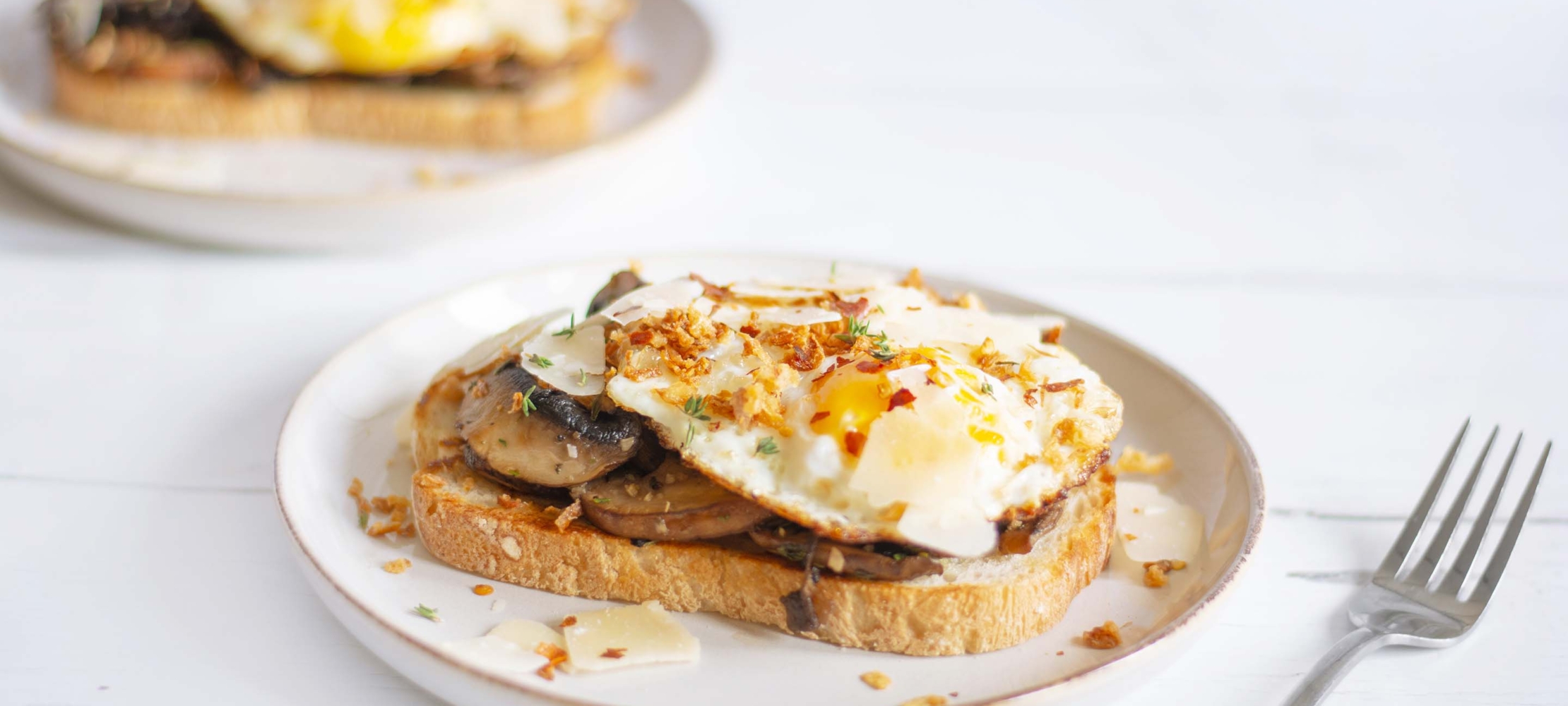 Garlic Mushrooms on Sourdough With a Fried Egg –