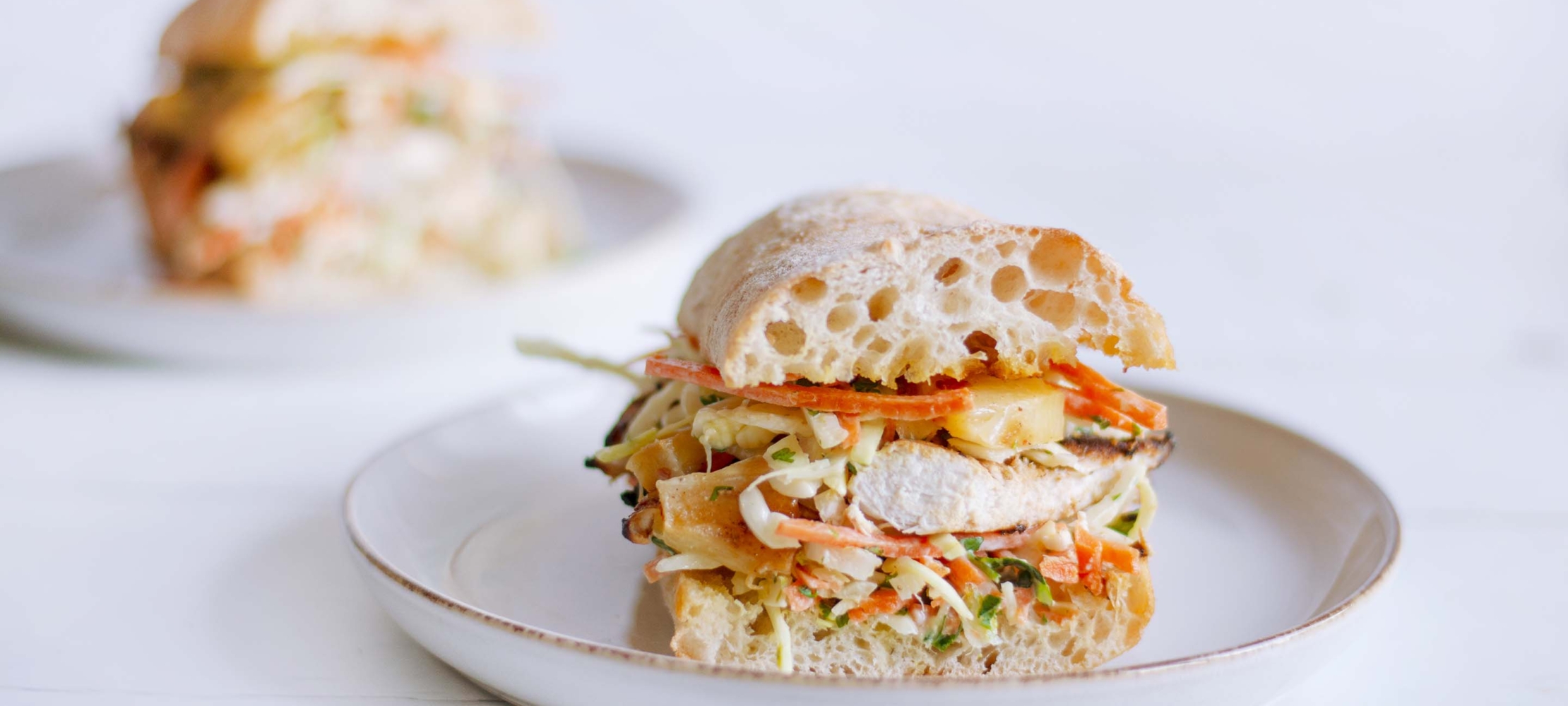 Jerk Spiced Chicken Breast Sandwich With Griddled Pineapple and Fresh