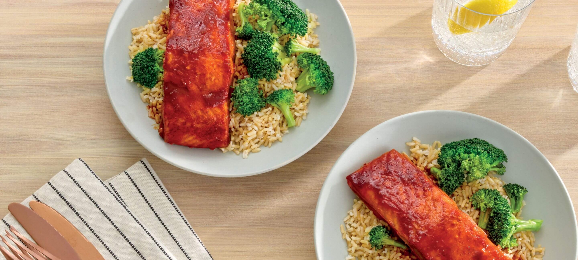 Soy Honey Glazed Salmon with Brown Rice and Broccoli