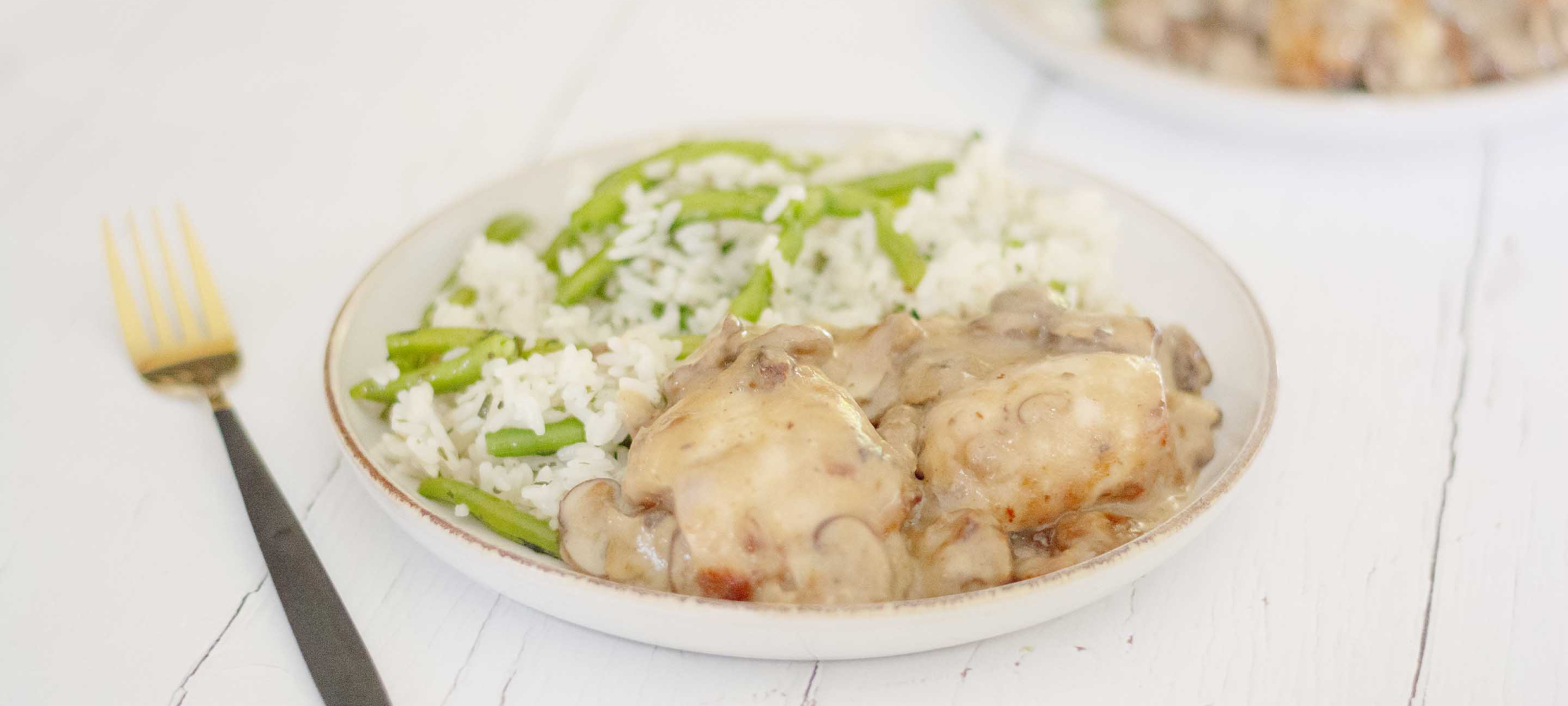 Chicken Thighs With Creamy Mushrooms & Tarragon Rice