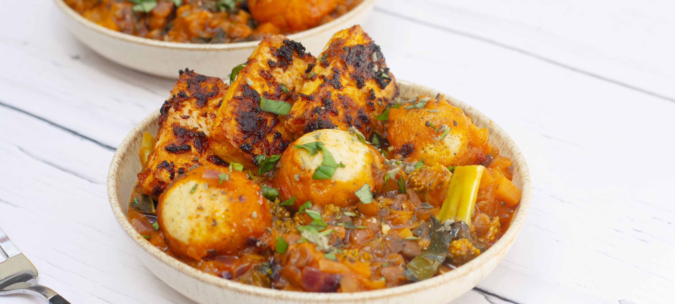 Tofu Lentil Stew with Gluten Free Dumplings –