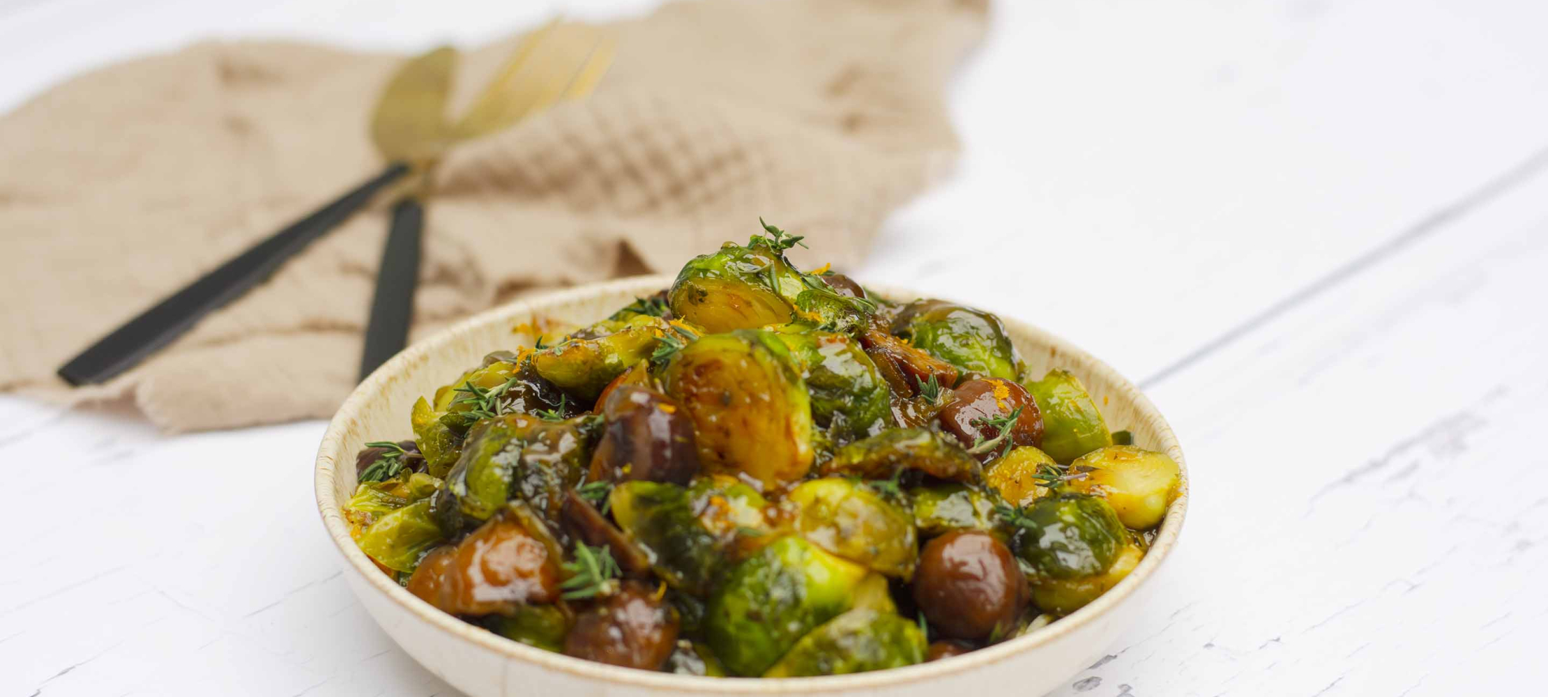 Marmalade Whisky Glazed Brussels Sprouts and Chestnuts –